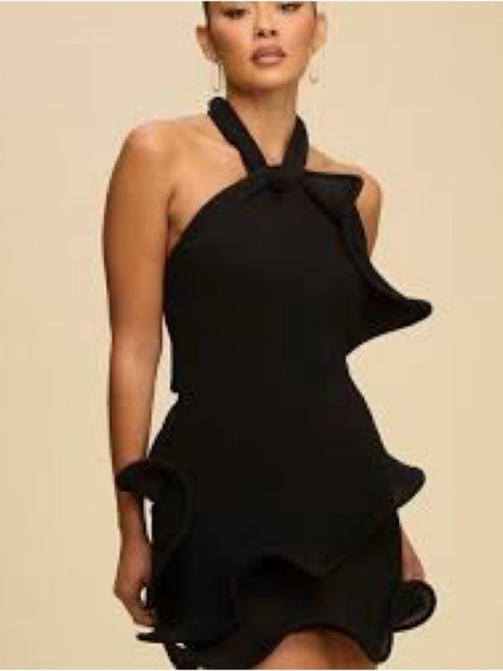 Luxxel Black One-Shoulder Ruffle Cocktail Dress
